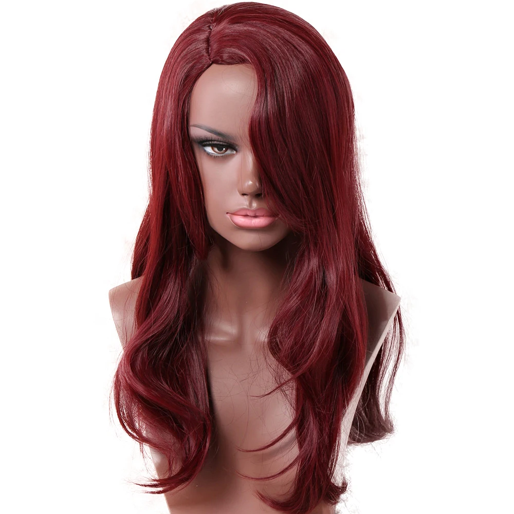 Парики из натуральных волнистых волос красный коричневый для белых/черных