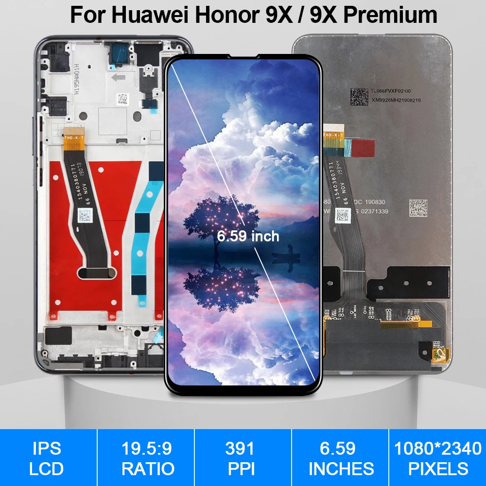 Pantalla Original de 6,59 pulgadas para Huawei Honor 9X, Digitalizador de pantalla t&aacute;ctil de pantalla LCD para Honor 9X Premium, pieza de repuesto STK-LX1-1