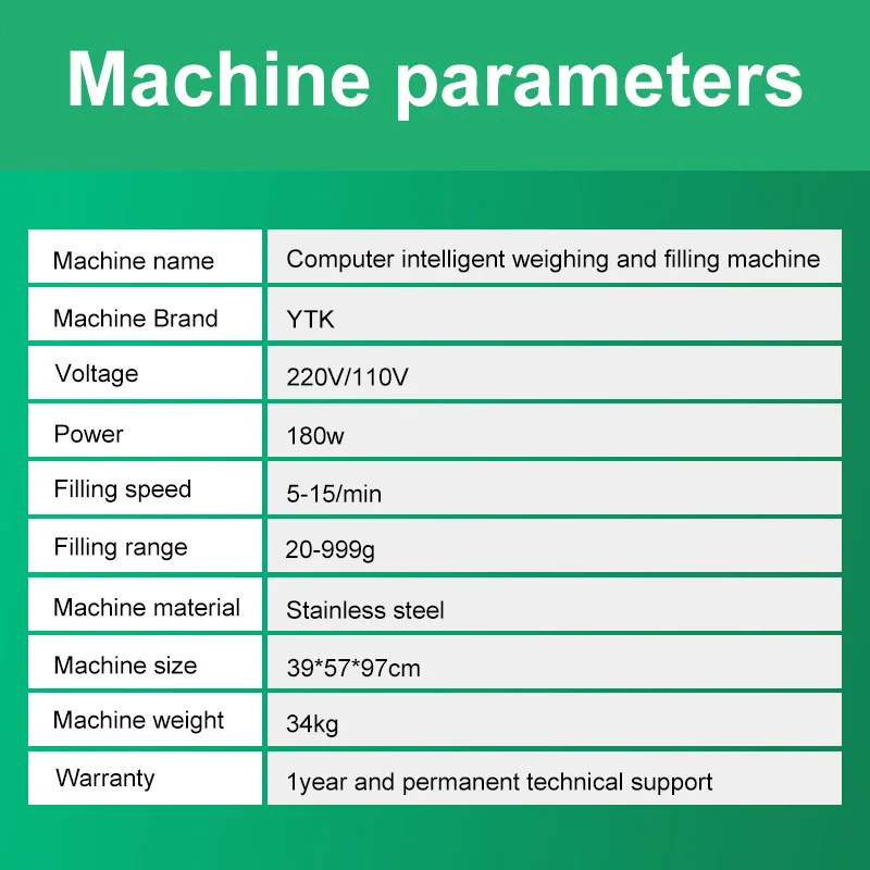 

999G Automatic Weighing Dispensing Granule Powder Filling Machine Intelligent Packing Quantitative Tea Seeds Underground Sealing