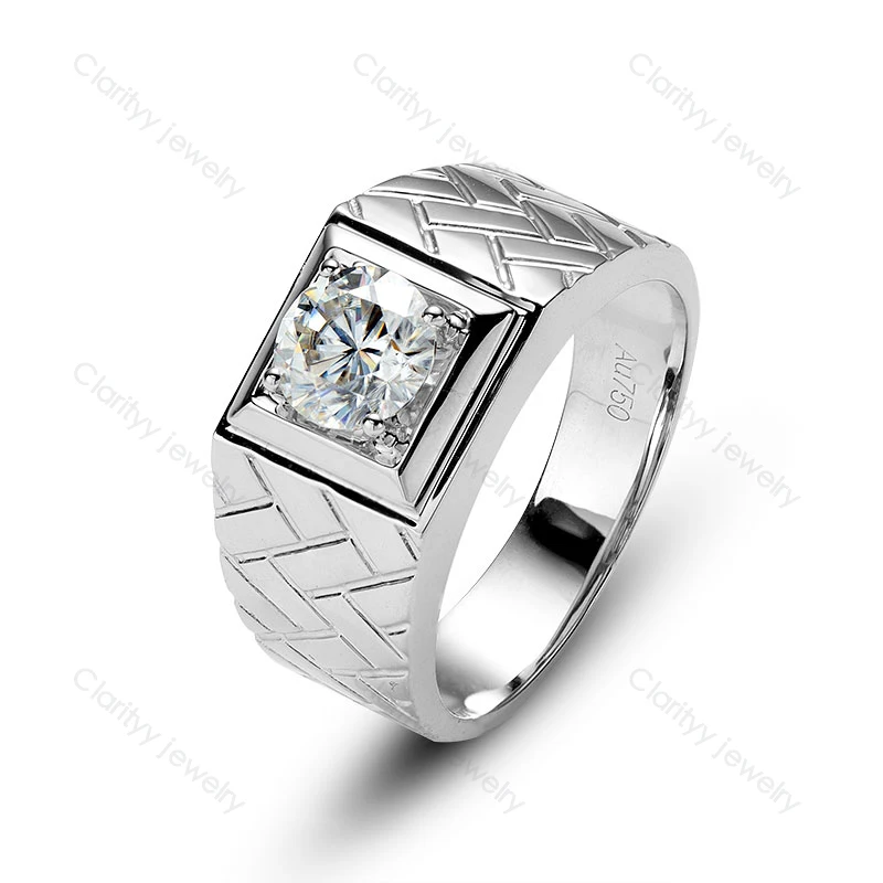 

Round Cut Moissanite Diamond Rings For Men 925 Silver Engagement Ring