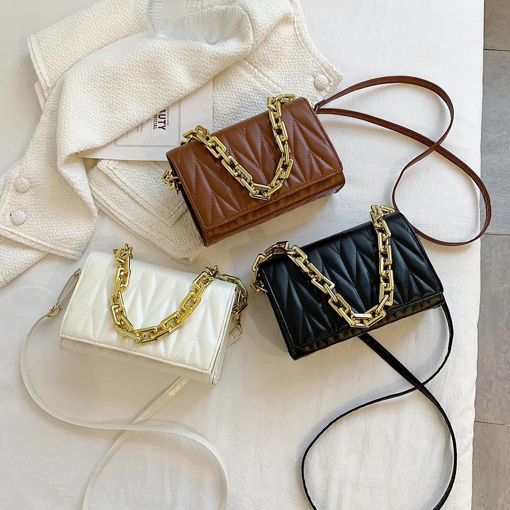 

Pure Color PU Shoulder Bag Temperament Ladies Shopping Messenger Bag Women Casual Chain Flap Handbags Birthday Gifts