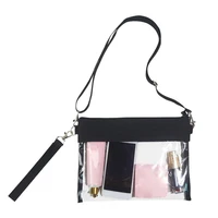 simple detachable see through pvc double zippers stadium shoulder bag clear crossbody bag stadium approved bag