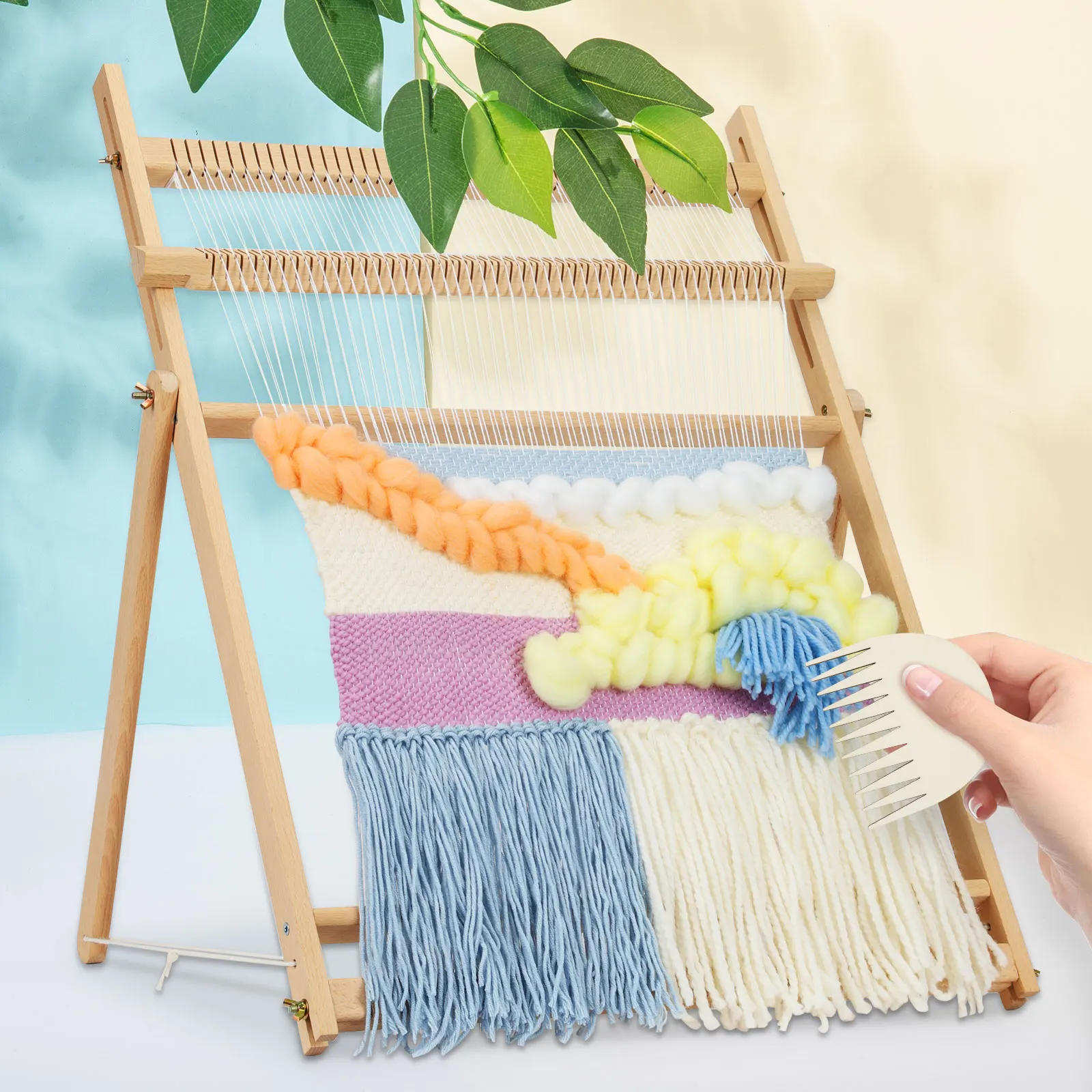 De Madera-arte Extra-grande creativo marco tejer manualidades tapiz telar tejido DIY para ni&ntilde;os principiantes expertos regalo-1