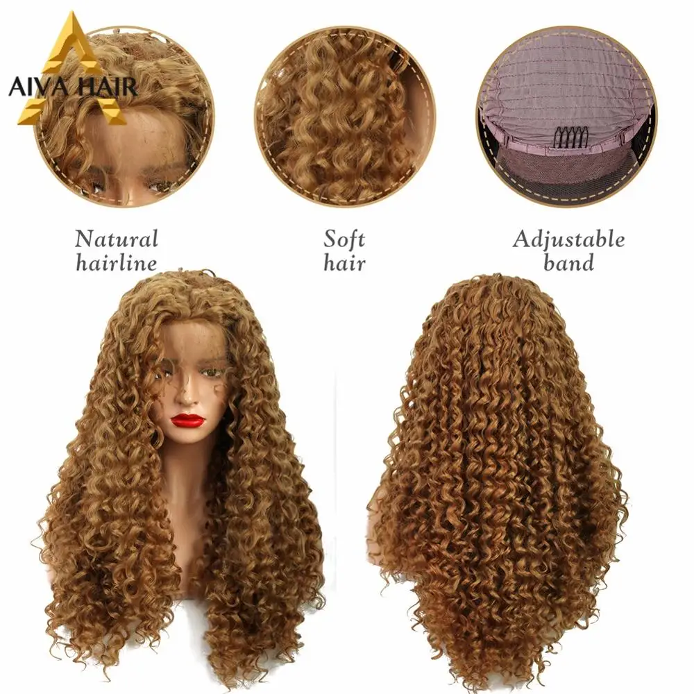 Парик с кудрявыми синтетическими кружевами для чернокожих женщин Aiva | Шиньоны и