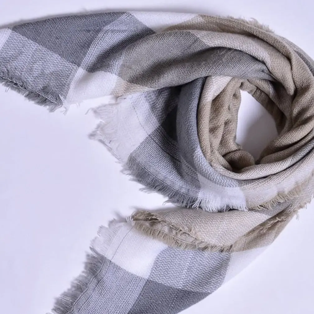 Роскошный брендовый кашемировый зимний шарф для женщин шерстяной в клетку