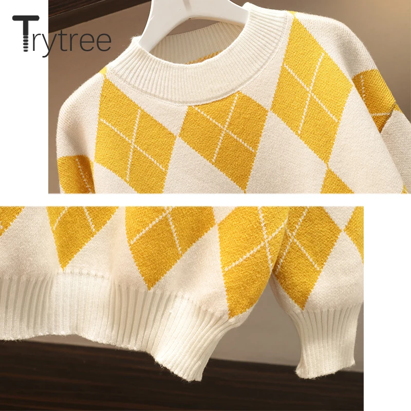 Trytree 2019 осенне-зимний комплект из двух предметов повседневный клетчатый