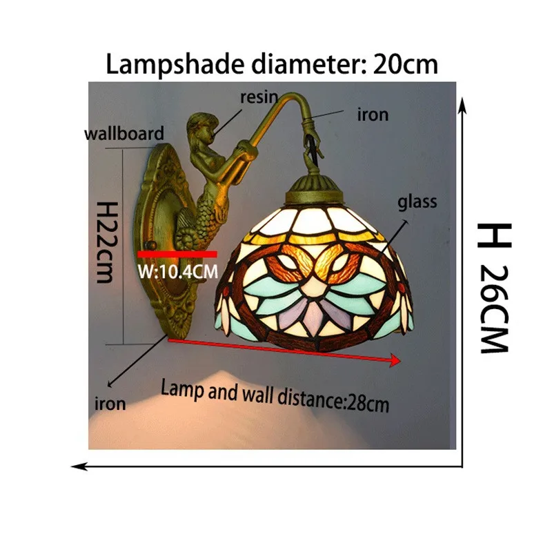 Настенный светильник в стиле барокко винтажный Светильник Тиффани для спальни