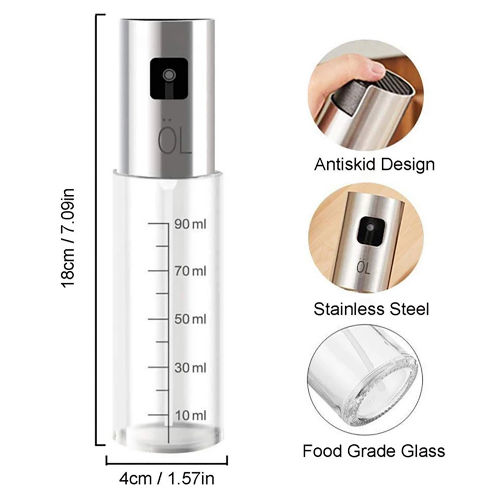 

Olive Bottle 100ml Stainless Steel Grilling Oil Oil Glass Spray Bottle - Oil Sprayer Dispenser for Cooking Salad BBQ Baking
