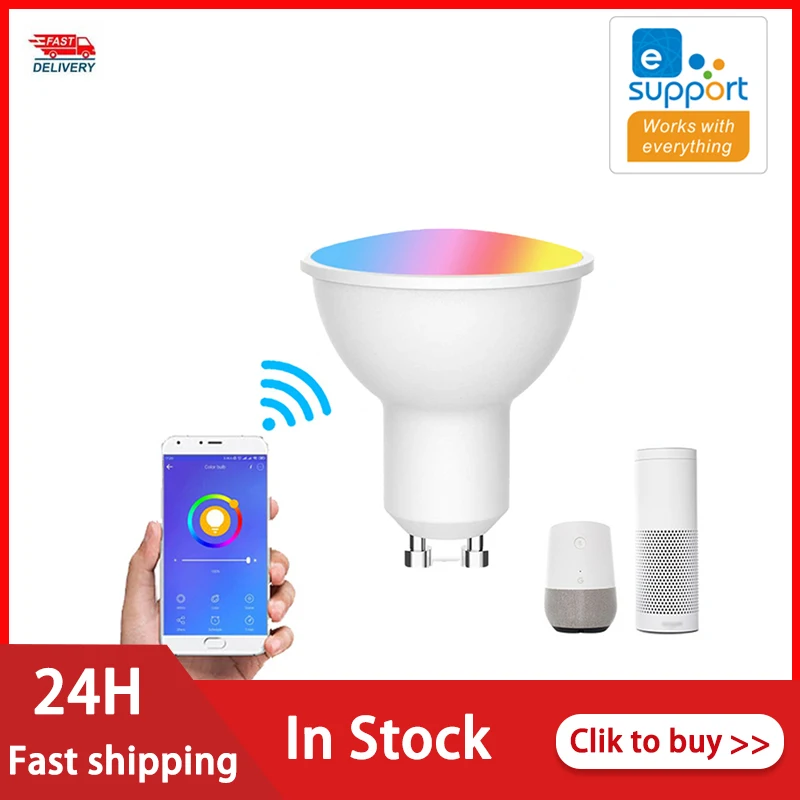 

GU10 Spotlight WiFi Smart Light Bulb 4w RGB+CW 2700-6500K Smart Bulb App Remote Control RGB Light Lamp For Alexa Google Home