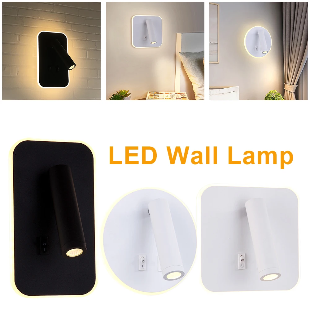 

Wall Indoor LED Spotlight 360 Degree Pinwheel Mount Reading Light Sconce Bedroom Wall Lights Bedside Headboard Light Accessories