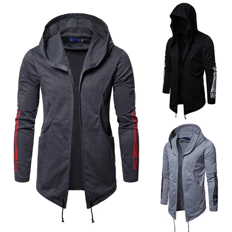 

2020 men's casual fashion hooded jacket men play cool coat dark black men's hooded printed assassin's hooded sweater