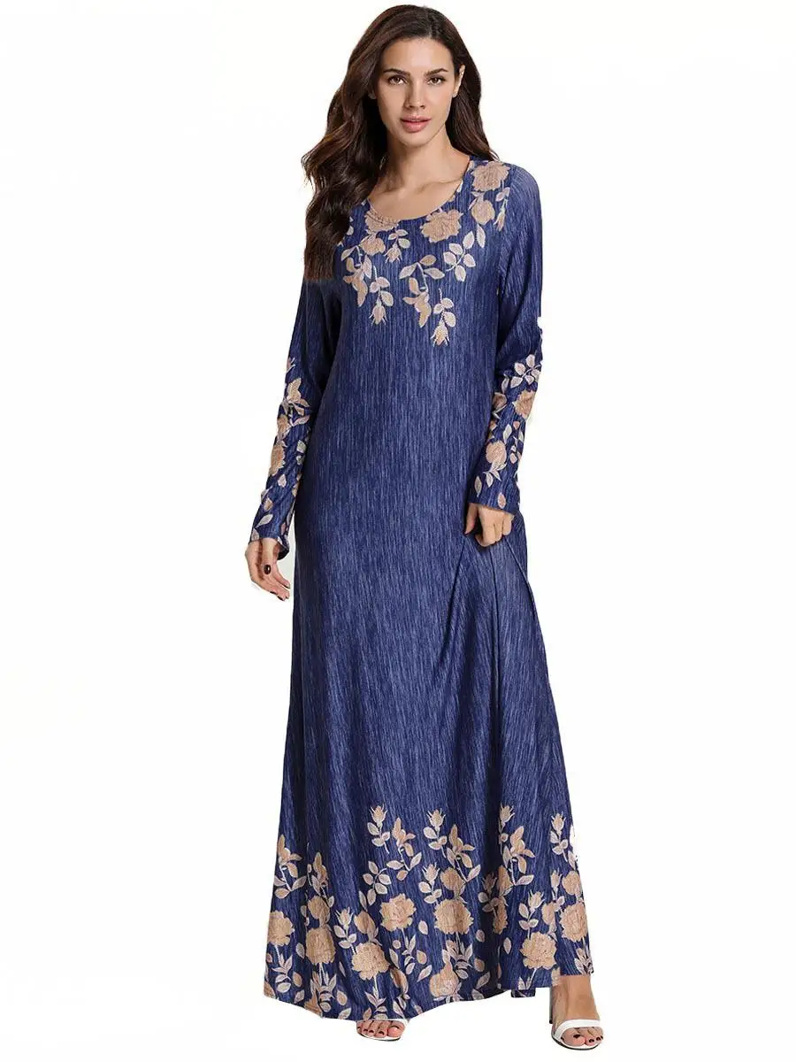 Модное женское цветочное длинное платье с принтом мусульманский ислам