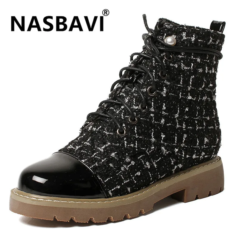 NASBAVI 2019 сапоги женская обувь из PU искусственной кожи + нить для вышивки туфли