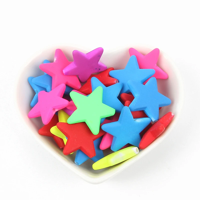 100 шт. акриловые бусины микс Цвет пятиугольник со звездой на резиновой Круглые