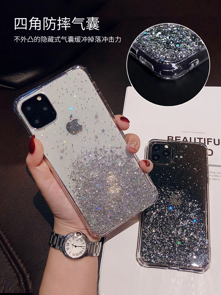 Блестящий чехол для iPhone 11 11Pro 11ProMax X Xr Xs Max 7 8 7Plus Plus Мягкая силиконовая задняя