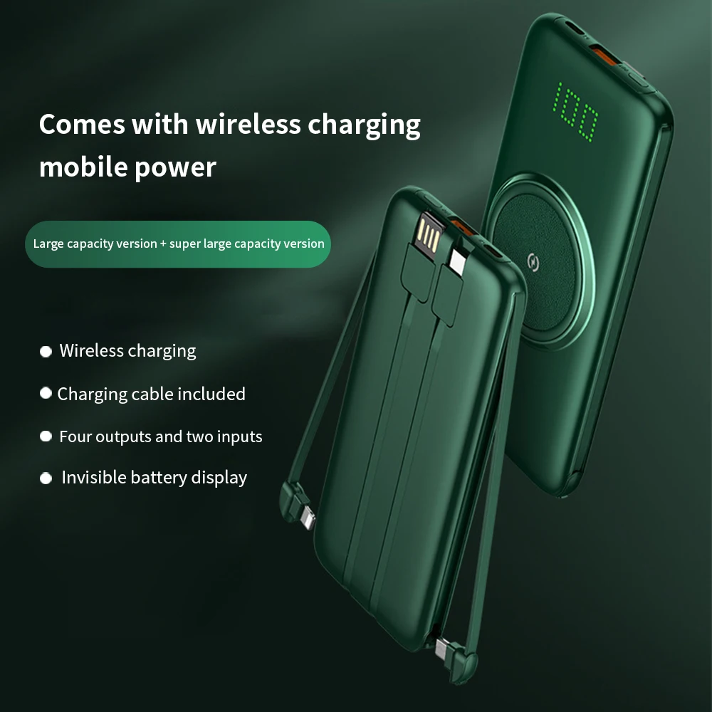 power bank 20000mah qi wireless charger portable charging poverbank 10000 mah mobile phone external battery charger powerbank free global shipping