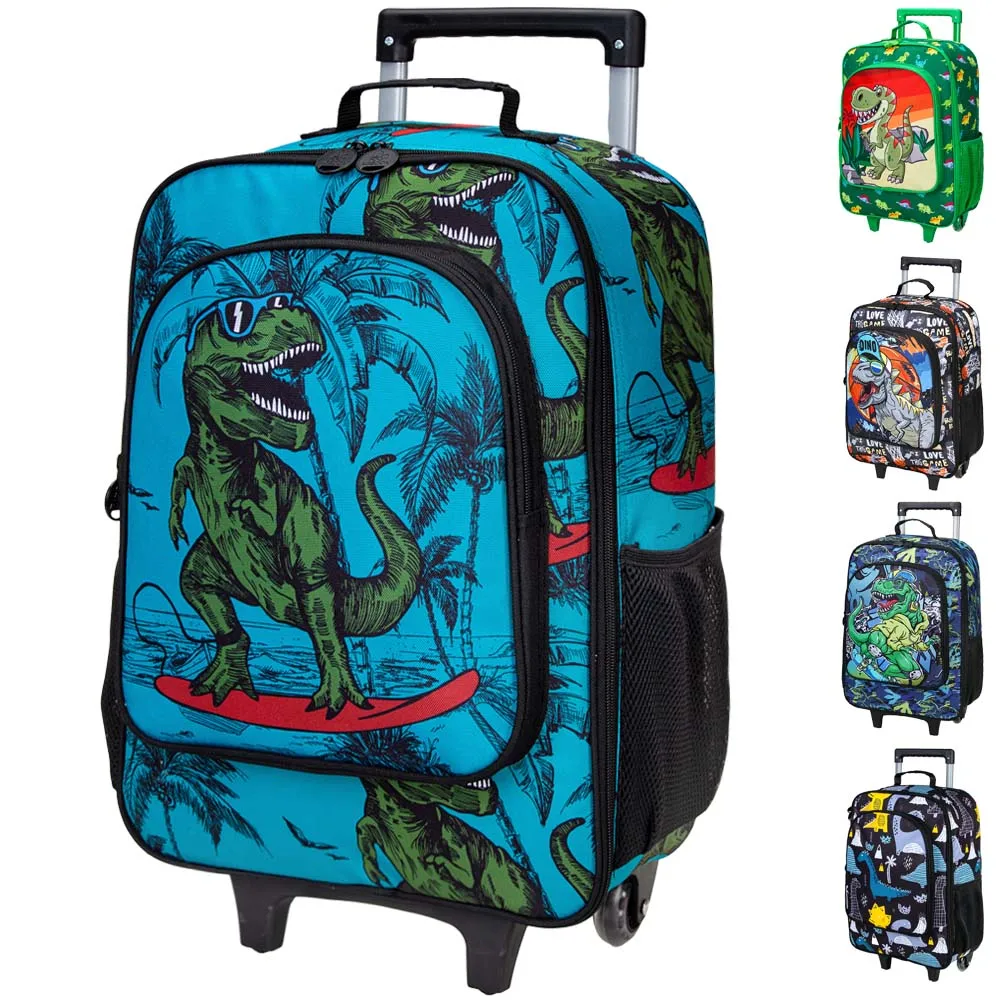 Детский чемодан на колесах для мальчиков-динозавр |