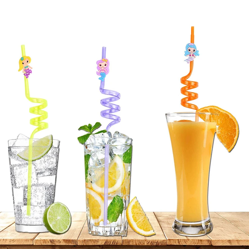 8 шт. многоразовые питьевые соломинки русалки пластиковые Русалка рыбий хвост