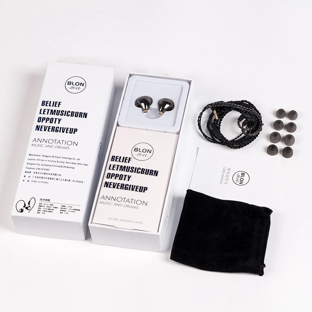 

New BLON BL-03 BL03 10mm Carbon Diaphragm Dynamic Driver In Ear Earphone DJ Running Earphone Earbuds Detachable 2PIN Cable BL-01