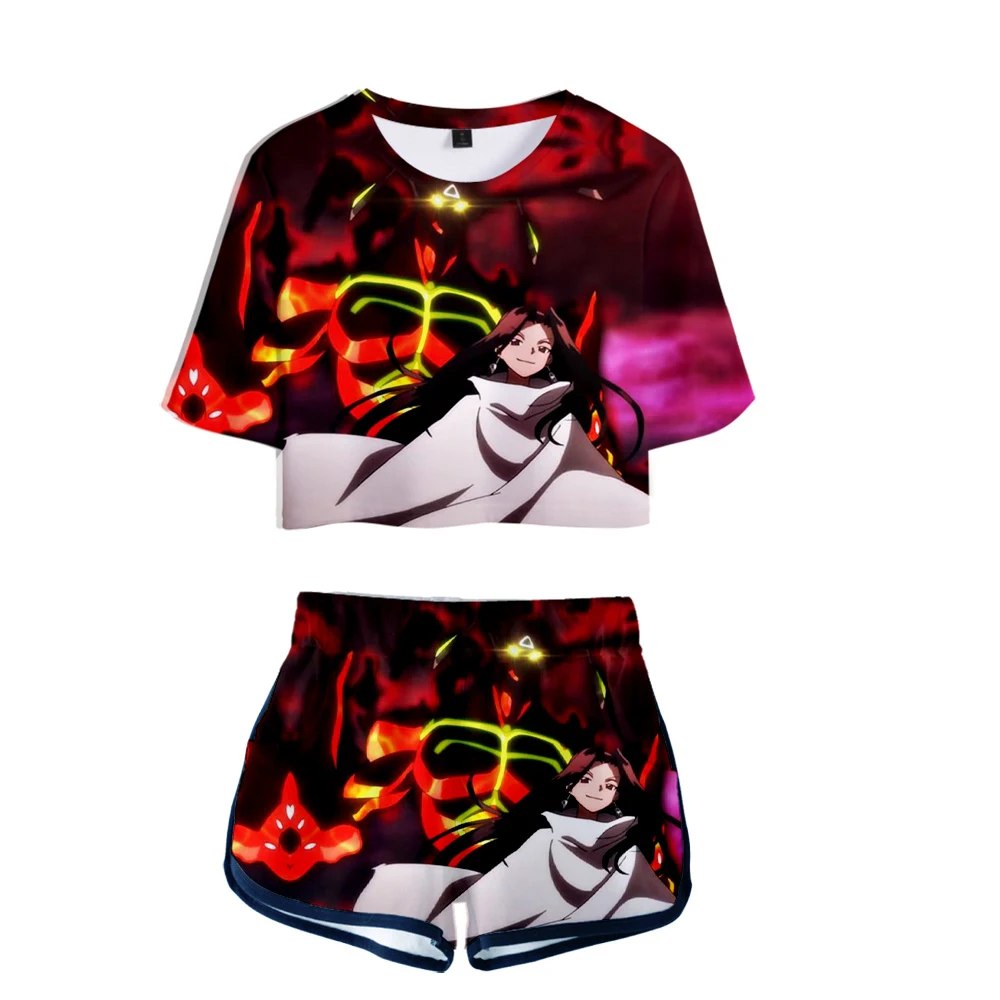 Костюм Shaman King YOU ASAKURA женский из двух предметов комплект короткого топа и шортов с