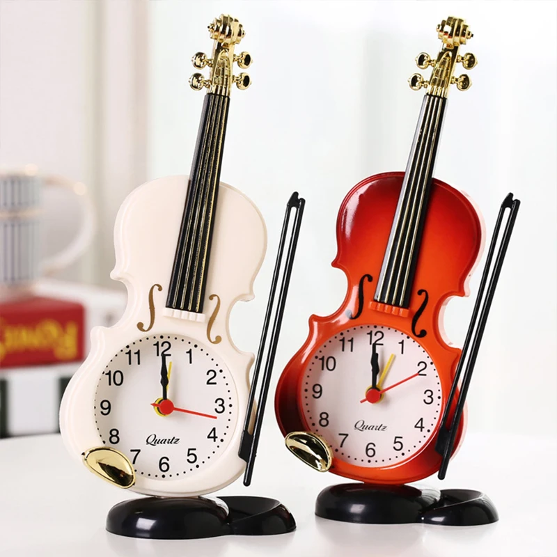 

Violin Clock Students Alarm Clock Creative Alarm Clock European Style Children's Cartoon Bedside Retro Decoration despertador