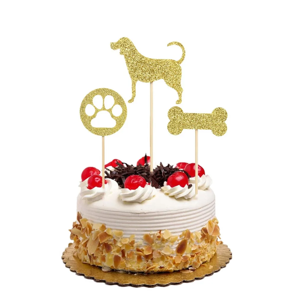 24 шт. Блестящий Топпер для торта в виде собаки декоративная вставка костей