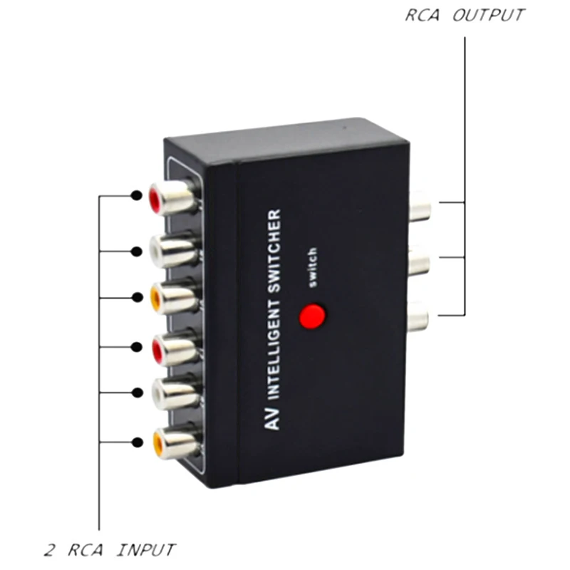 Портативный AV интеллигентая (ый) коммутатор 2 к 1-канальный RCA аудио видео с