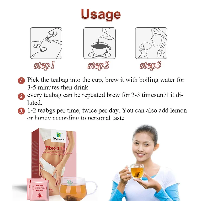 40 шт./2 упаковки травяные женские Fibroid Чай естественное решение для фибромиома