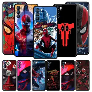deadpool spiderman marvel case for oppo a53 a9 2020 a93 a52 find x2 lite reno 4 6 3 ace f11 pro a95 a55 black soft phone cover free global shipping