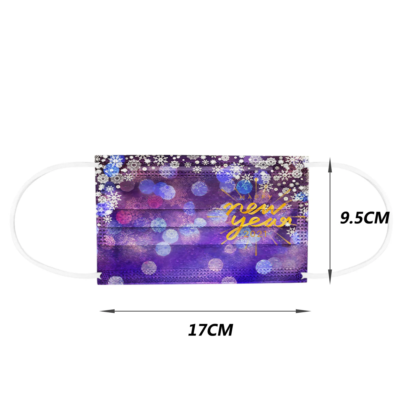 

10pcs Non-woven Disposable Face Mask 2021 New Year Print Adult Breathing 3ply Ear Loop Design Mask Mouth Mascarilla