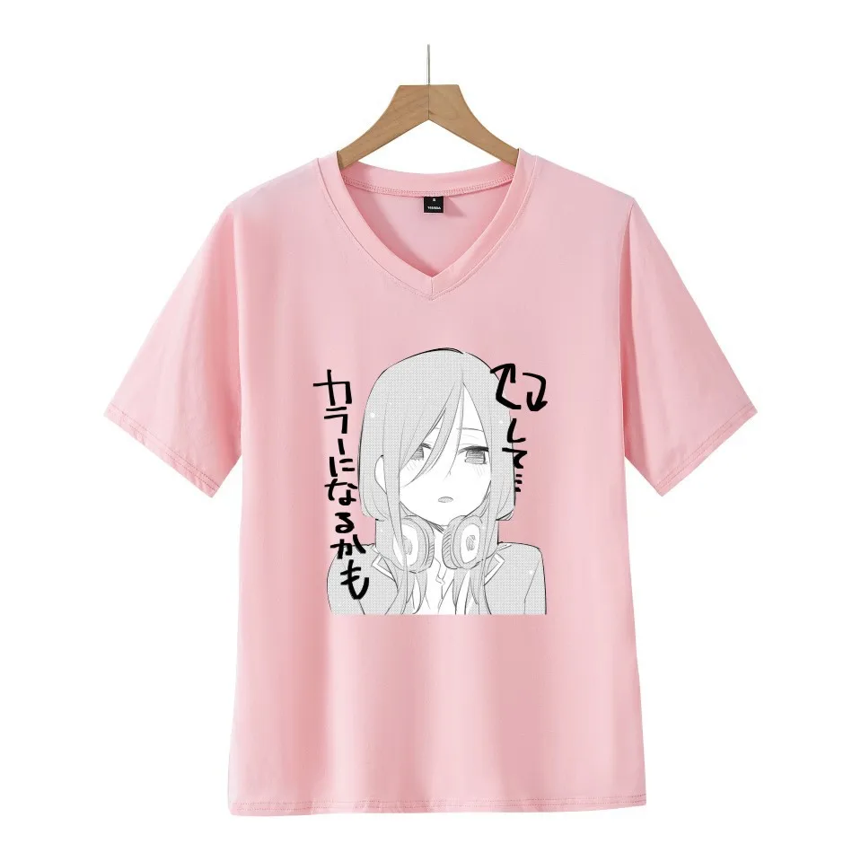 

Japanese Anime Quintessential Hanayome Bride Nakano Sanjiu Cos The Same Style Girls Summer V-neck Short-sleeved T-Shirt