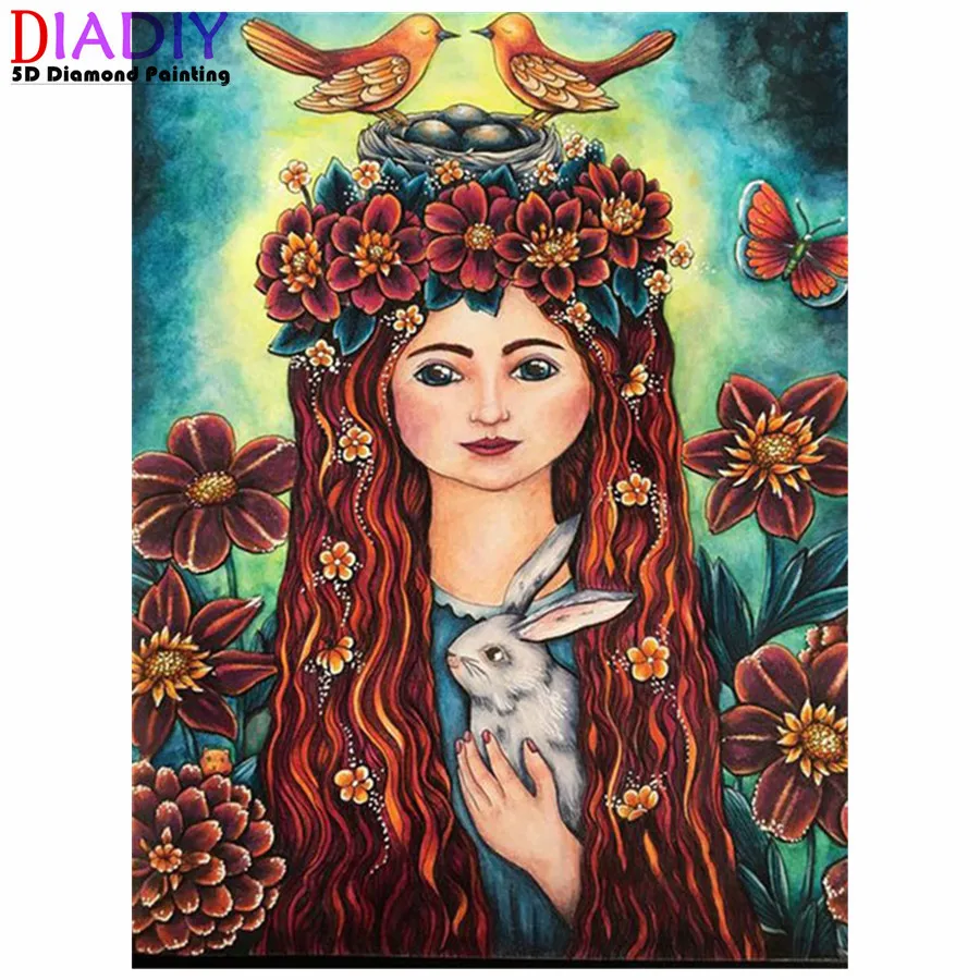 

5D Diy Diamond Painting Cartoon Girl Portrait Full Square/Round Diamond Embroidery Mosaic Cross Stitch Kit Handmade Products Art