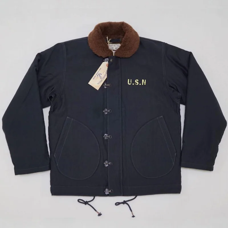 

USN N-1D Deck Jacket 30s Military Uniform Winter Men Woolen Lining Coat