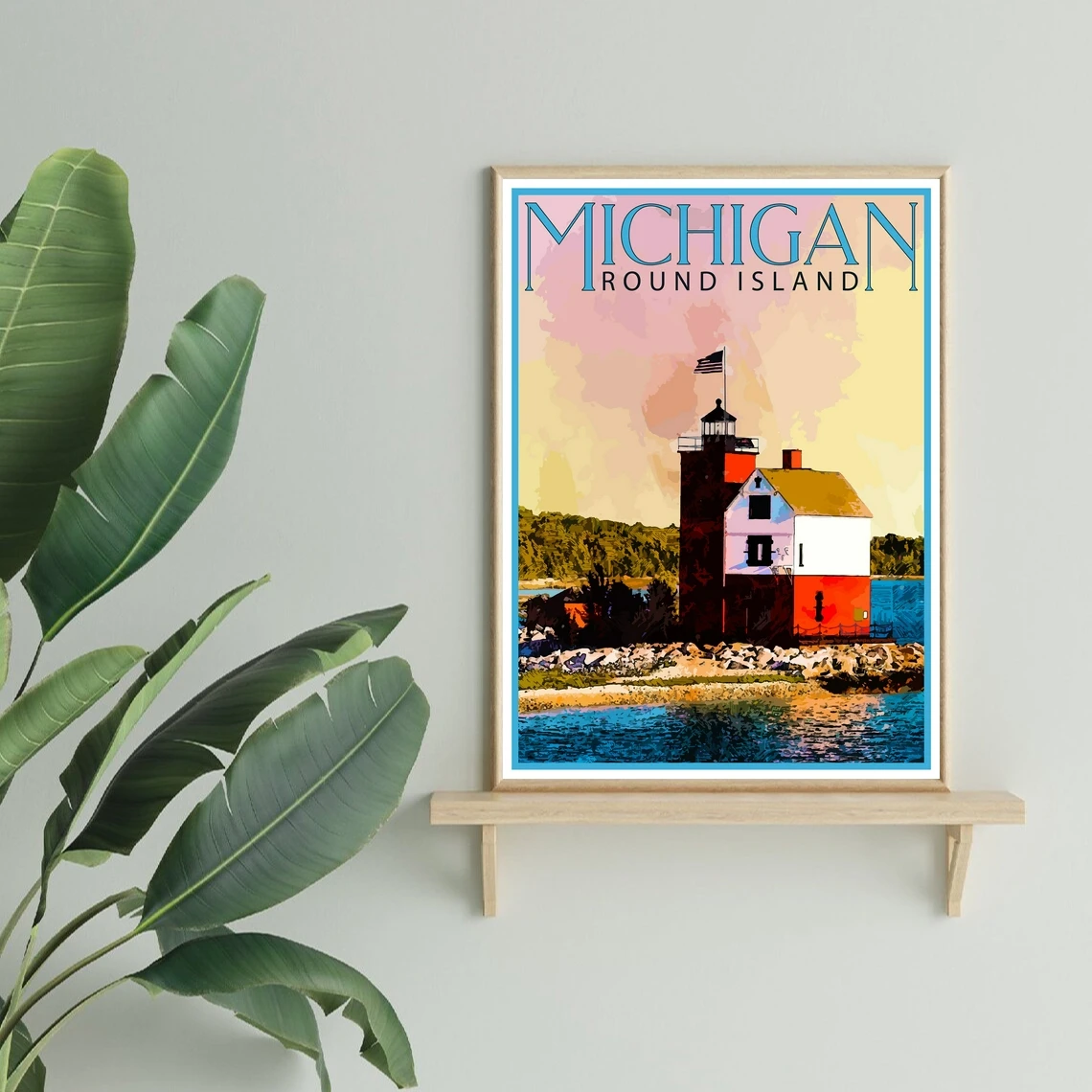 Постер для путешествий из Мичигана винтажный принт Декор маяк настенное