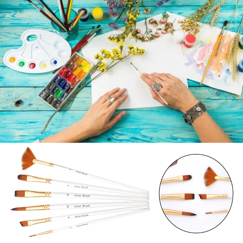 

Watercolor Brushes Paint Brush Set Artist Paint Brushes for Face Painting Fan Round Pointed Tip Nylon Hair Artist HX6A