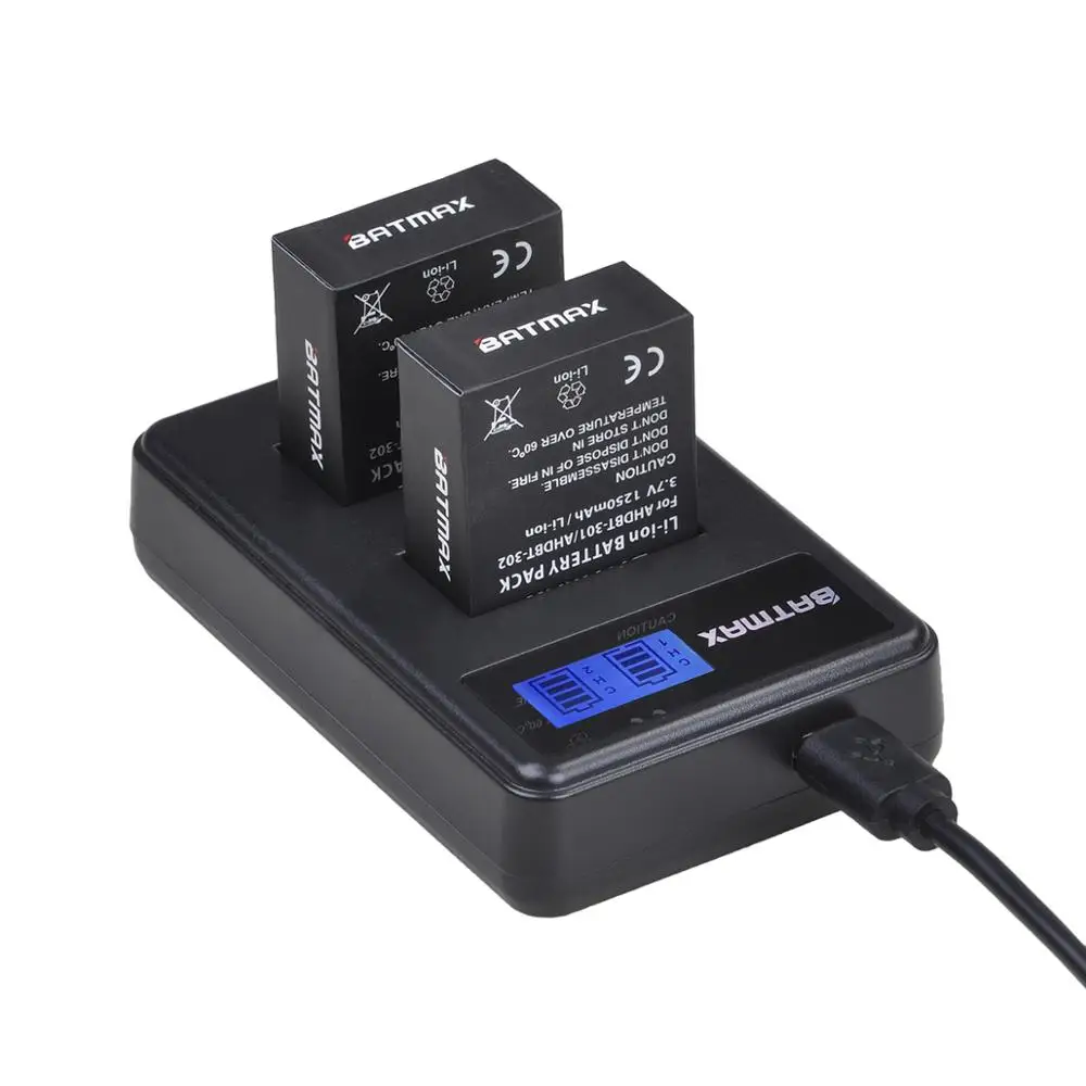 Аккумуляторная батарея AHDBT-301 2 шт. + зарядное устройство с ЖК-дисплеем и двойным