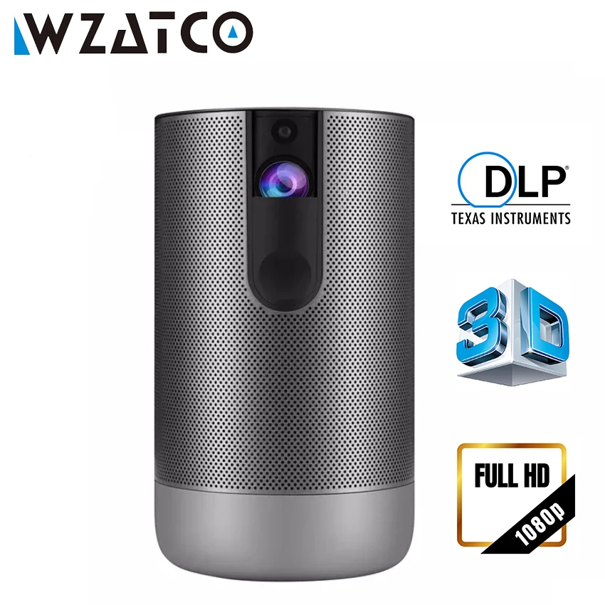 Проектор WZATCO D2 DLP Link 3D проектор Full HD 1920x1080 Android 300 умный диагональю дюйма с Wi-Fi и
