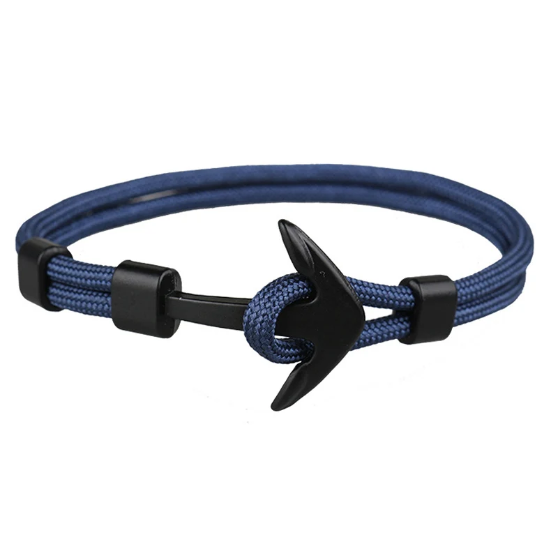 

Черный темно-синий цвет Якорь цепочка-браслет в виде веревки браслет для женщин мужчин темно-синий стиль подарки