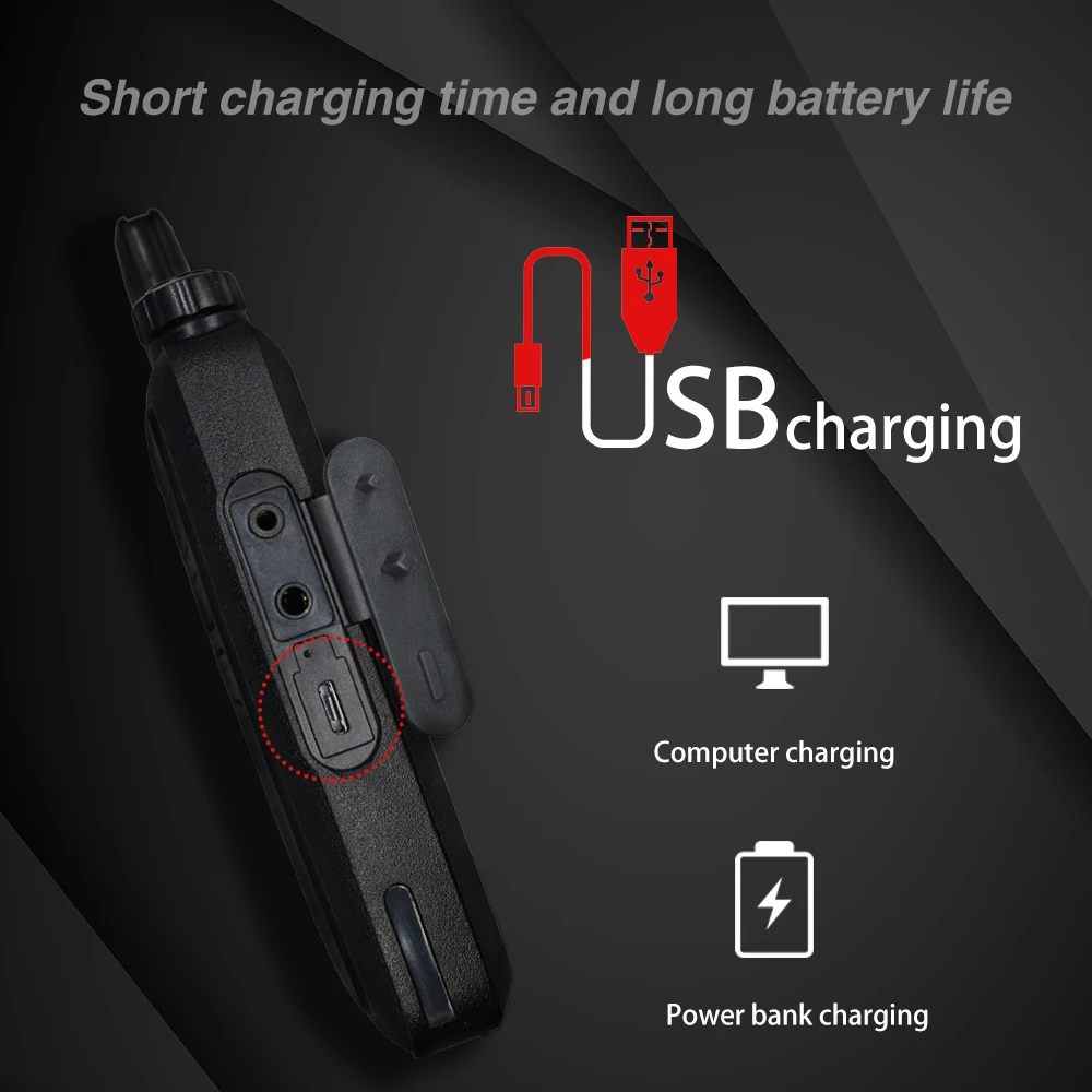Мини-рация Baofeng BF-R5 2 шт. USB зарядка FM трансивер BFR5 Ham CB радиостанция UHF 400-470 МГц