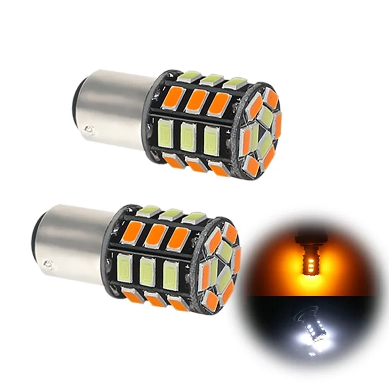 

Gtinthebox Switchback White/Amber 1157 BAY15D P21/5W 33-SMD LED Driving/Parking DRL Lights Front Turn Signal Lights Dual-Color