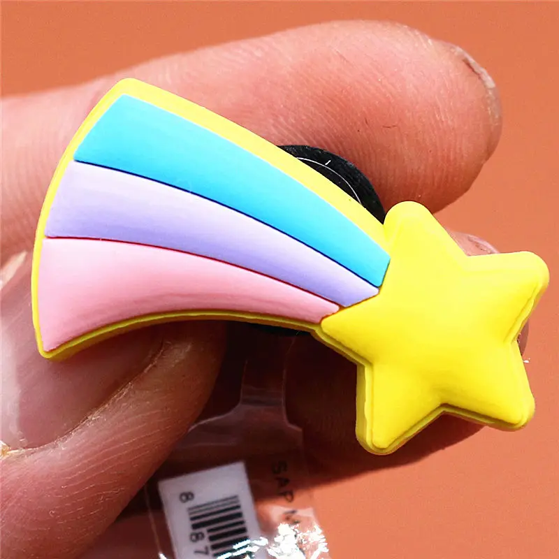 1pcs Good Vibes Shoe Decoration Accessories Moon Meteor Cactus Pink Planet 100 Points Croc Charms for Bracelets Jibz Kids Gifts