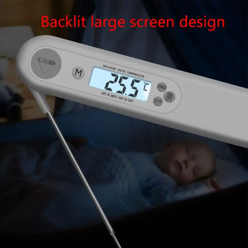 

Digital LCD Foldable Probe Food Thermometer for Kitchen BBQ Barbecue Grill Meat Oil Water
