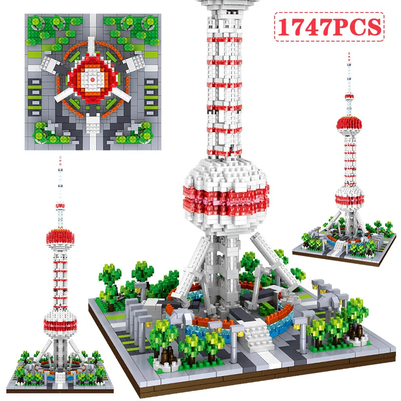 

Мини-кирпичи, всемирно известная архитектура, Восточная жемчужная башня, двойной мост, 3D модель, строительные блоки, обучающие игрушки для д...