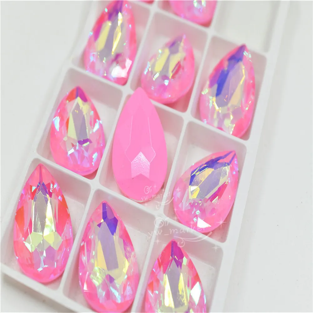 Розовый клей стразы Rivoli конский глаз с острым концом на одежде удивительные