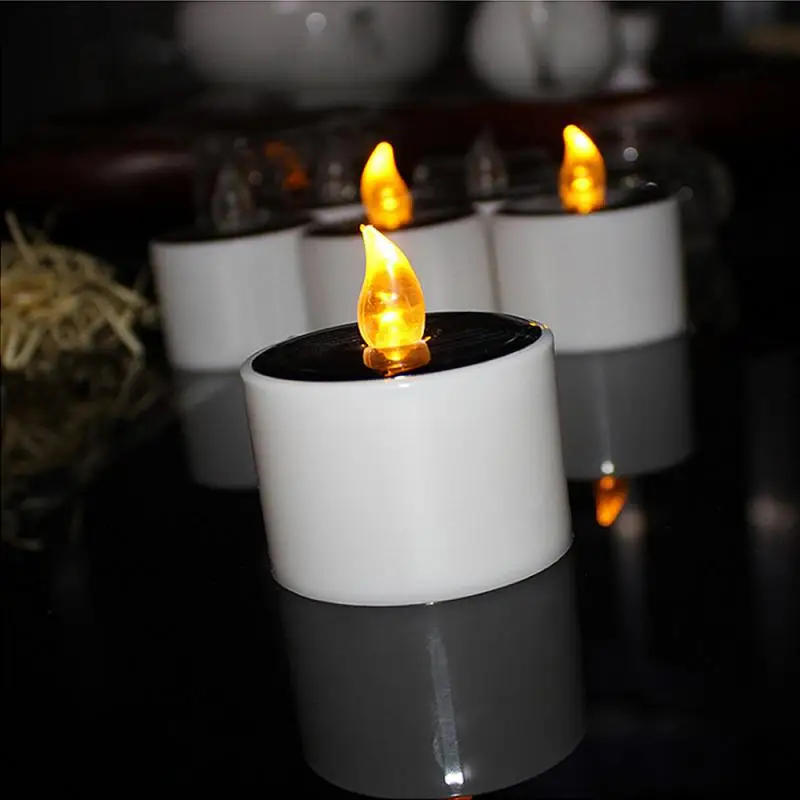 1PC Solar Candles Light Flameless Rechargeable LED Lights Tea Lamps For Home Bar Bedroom Living Room Garden Dropshipping | Дом и сад