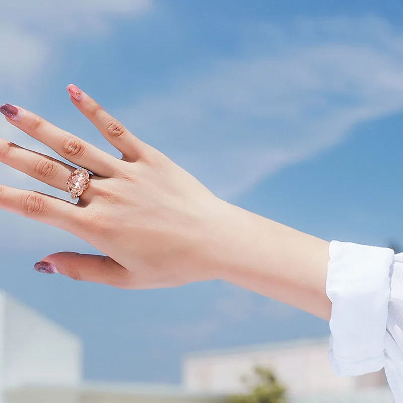 

Ladies Sparkling High Carbon Diamond Ring Wedding Rings For Women Fine Jewelry Engagement girlfriend Ring Gift