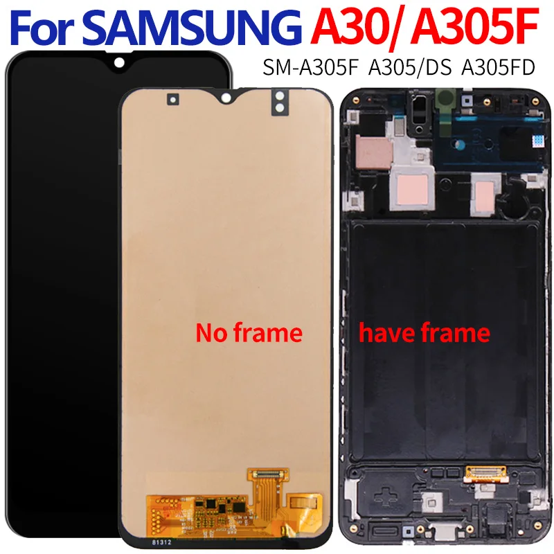 Для Samsung galaxy A30 lcd дисплей SM-A305FN/DS A305F/DS A305 A305F ЖК сенсорный экран в сборе с рамкой |