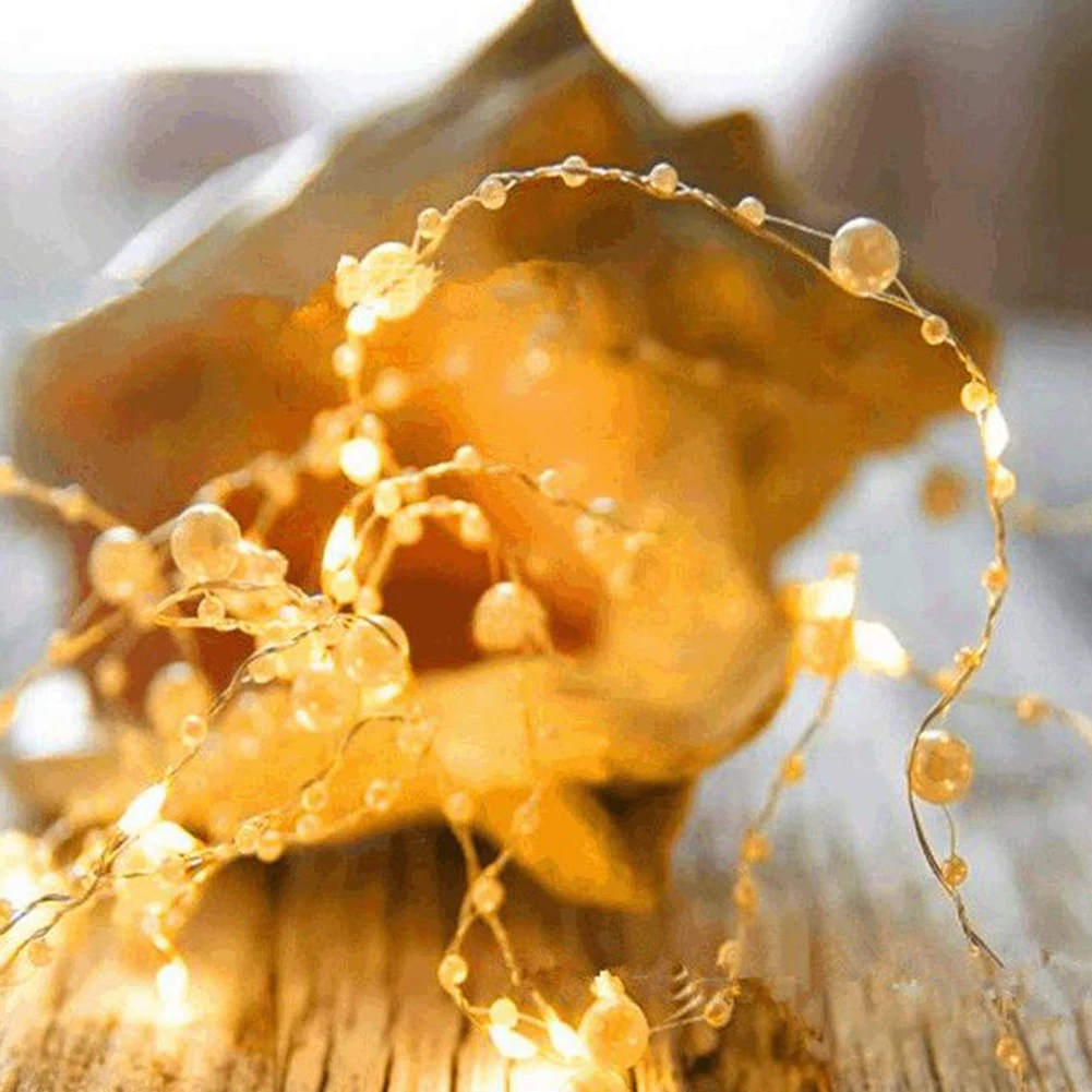 

5/10m LED Copper Wire Lights Curtain Star Heart Pearl Light String Birthday Gift Party Wedding Decorative Fairy Lights