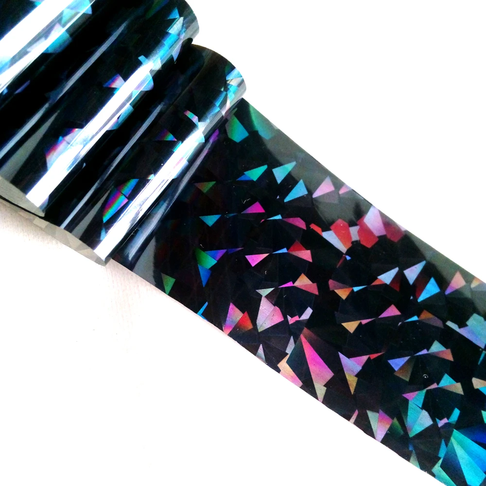

100CM Holographic Black Nail Sticker For Design Laser Broken Glass Transfer Foil DIY Fingernail Art Decals Tips Manicure Tool