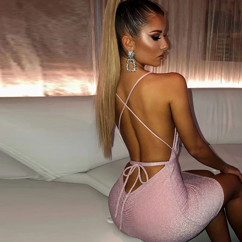 Женское облегающее мини-платье с V-образным вырезом | Женская одежда